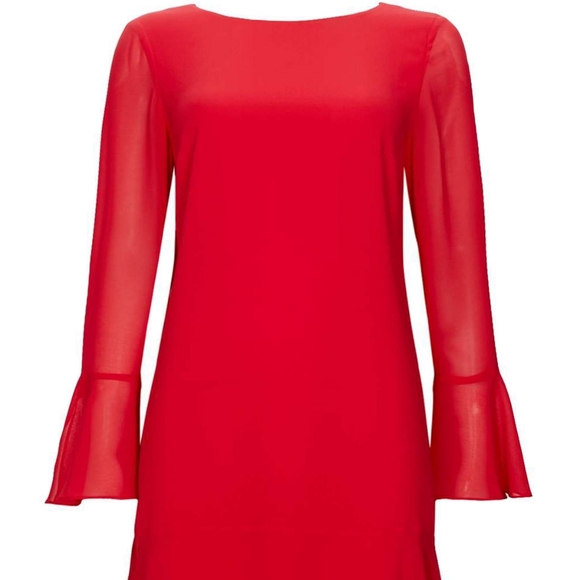 Flute Sleeve Shift Dress - Picture 8 of 9